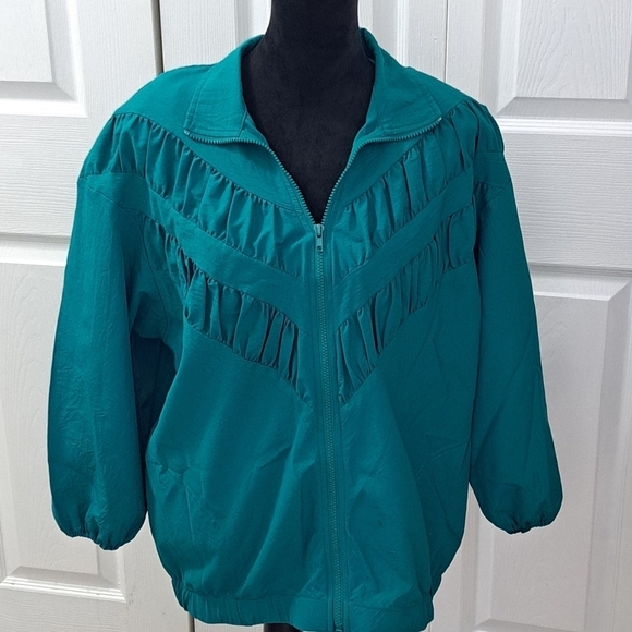 Vintage Teddi Sport 80's Sea Foam Green Track Jacket - Picture 2 of 9